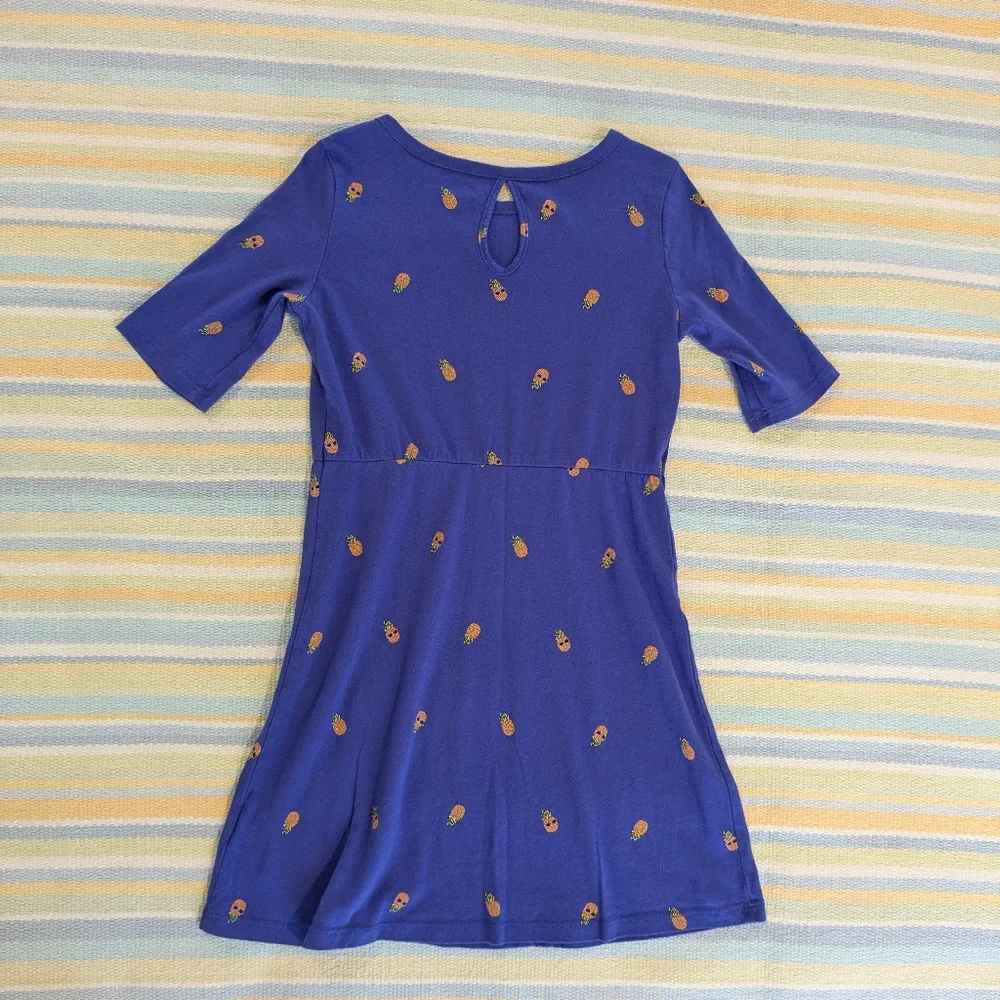 Old Navy Blue Knit Pineapple 🍍 Print Dress Snall 6/7